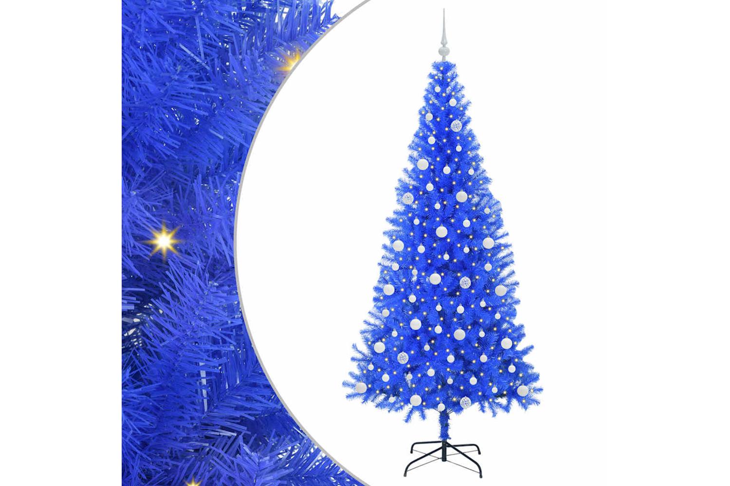 Vidaxl Christmas Tree With 300 Leds With Stand Blue 210 Cm Pvc