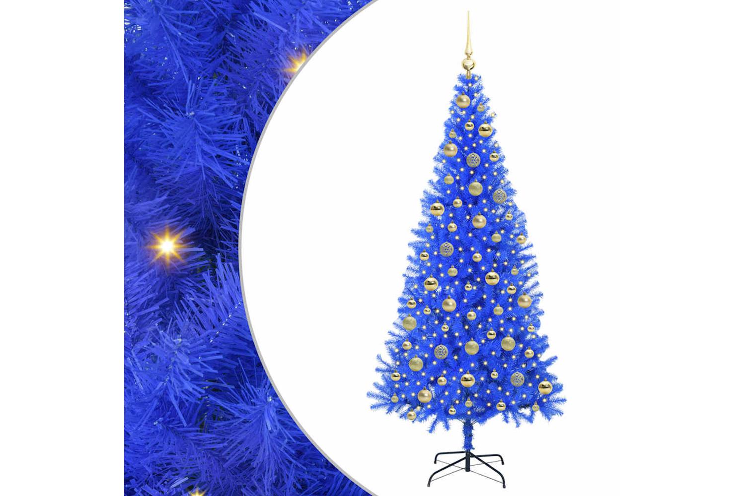 Vidaxl Christmas Tree With 300 Leds With Stand Blue 210 Cm Pvc