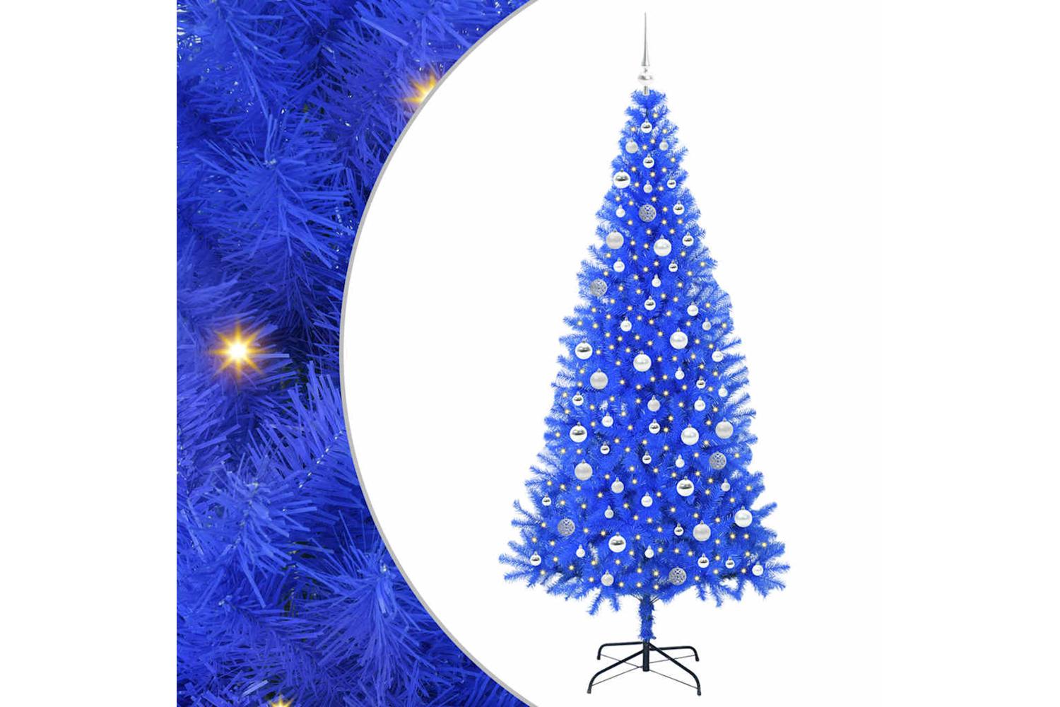 Vidaxl Christmas Tree With 300 Leds With Stand Blue 210 Cm Pvc