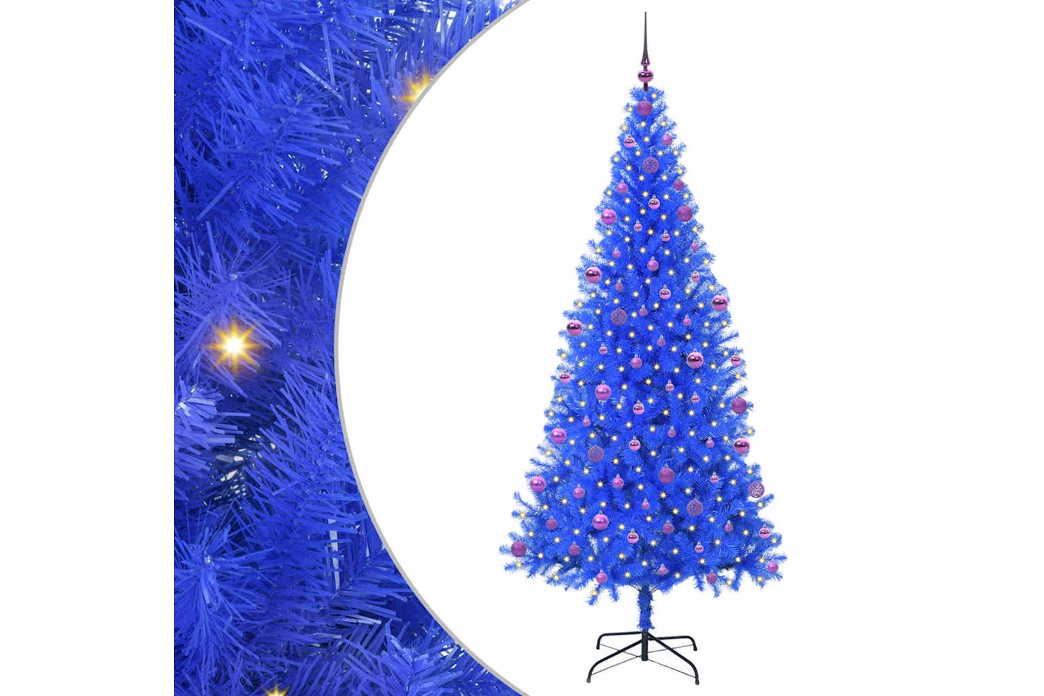Vidaxl Christmas Tree With 300 Leds With Stand Blue 210 Cm Pvc
