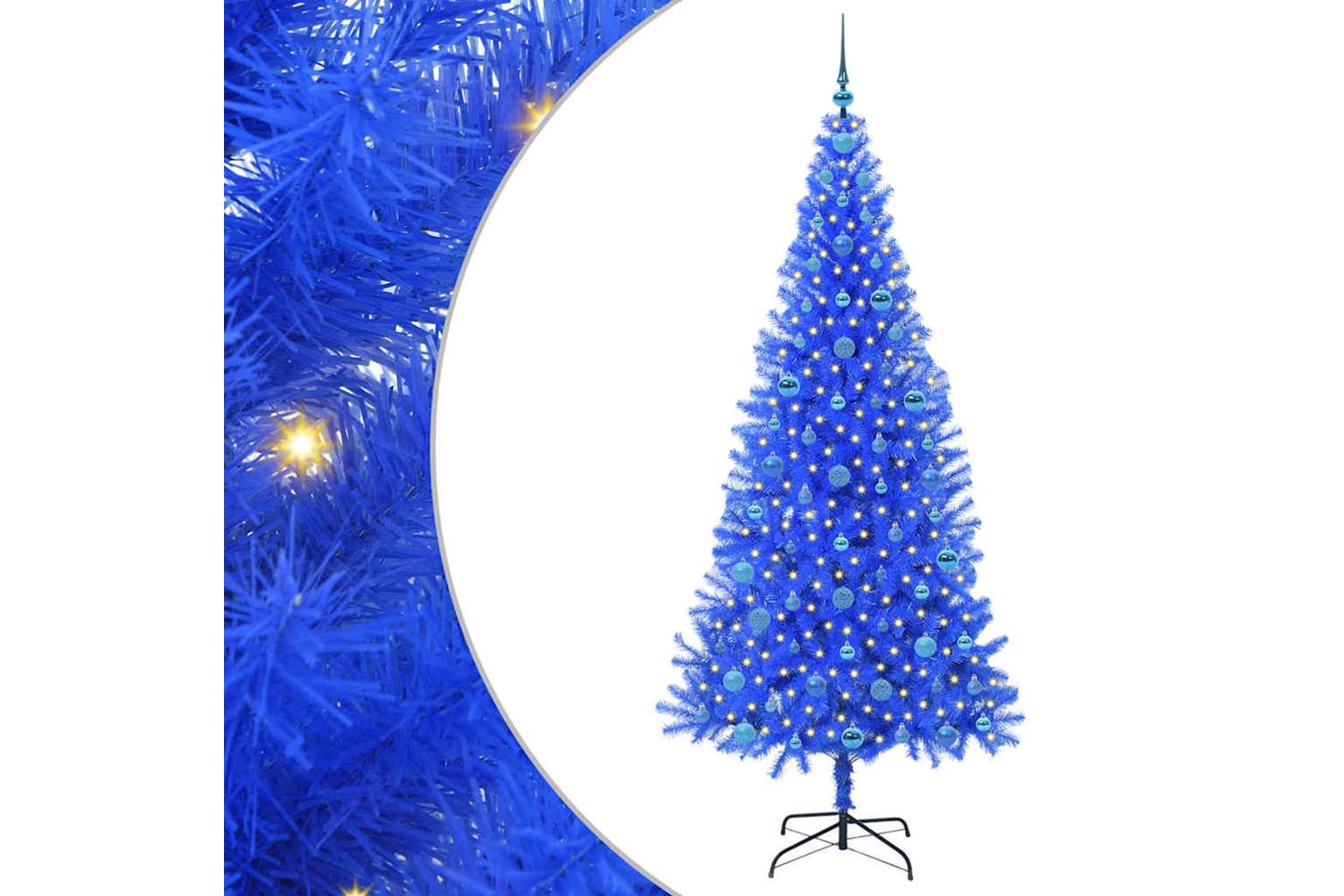 Vidaxl Christmas Tree With 300 Leds With Stand Blue 210 Cm Pvc
