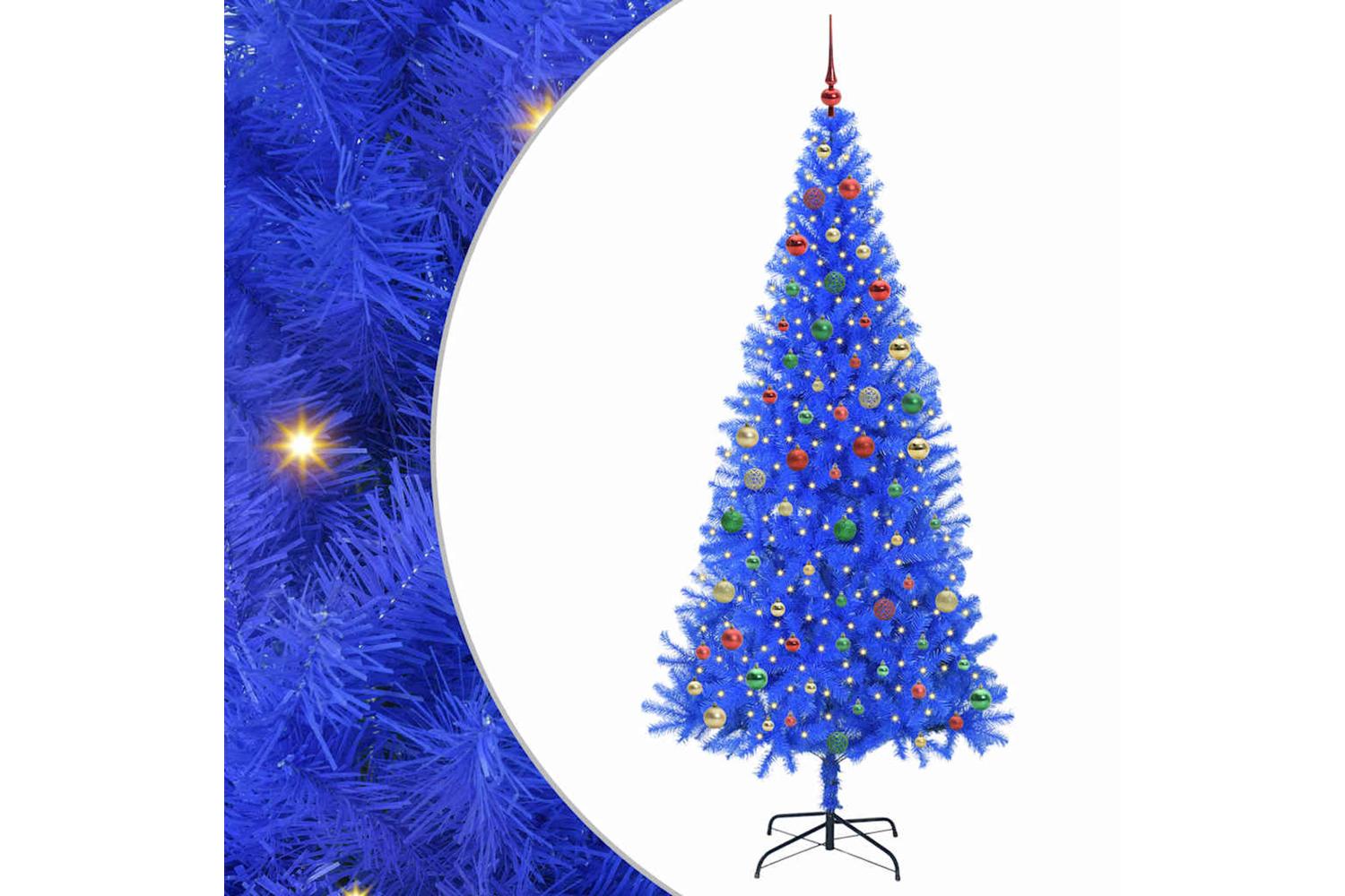 Vidaxl Christmas Tree With 300 Leds With Stand Blue 210 Cm Pvc