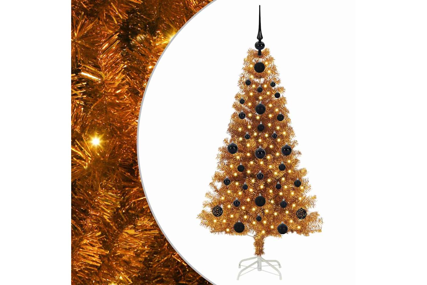 Vidaxl Christmas Tree With 150 Leds With Stand Gold 120 Cm Pet