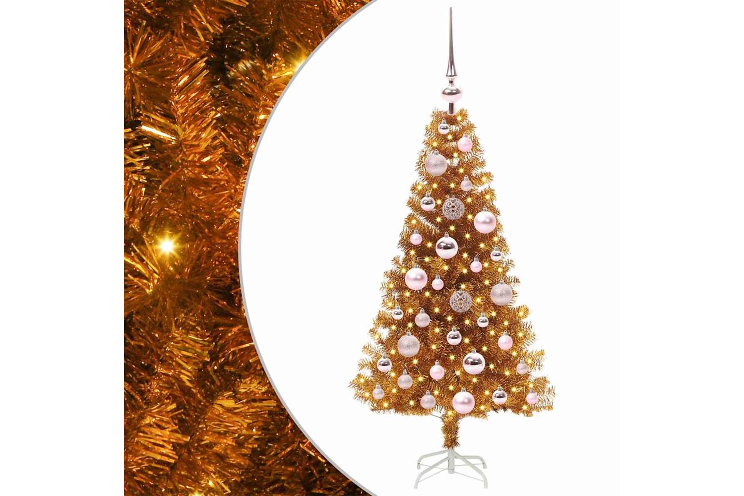 Vidaxl Christmas Tree With 150 Leds With Stand Gold 120 Cm Pet