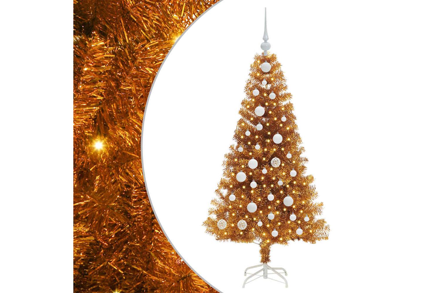 Vidaxl Christmas Tree With 150 Leds With Stand Gold 120 Cm Pet
