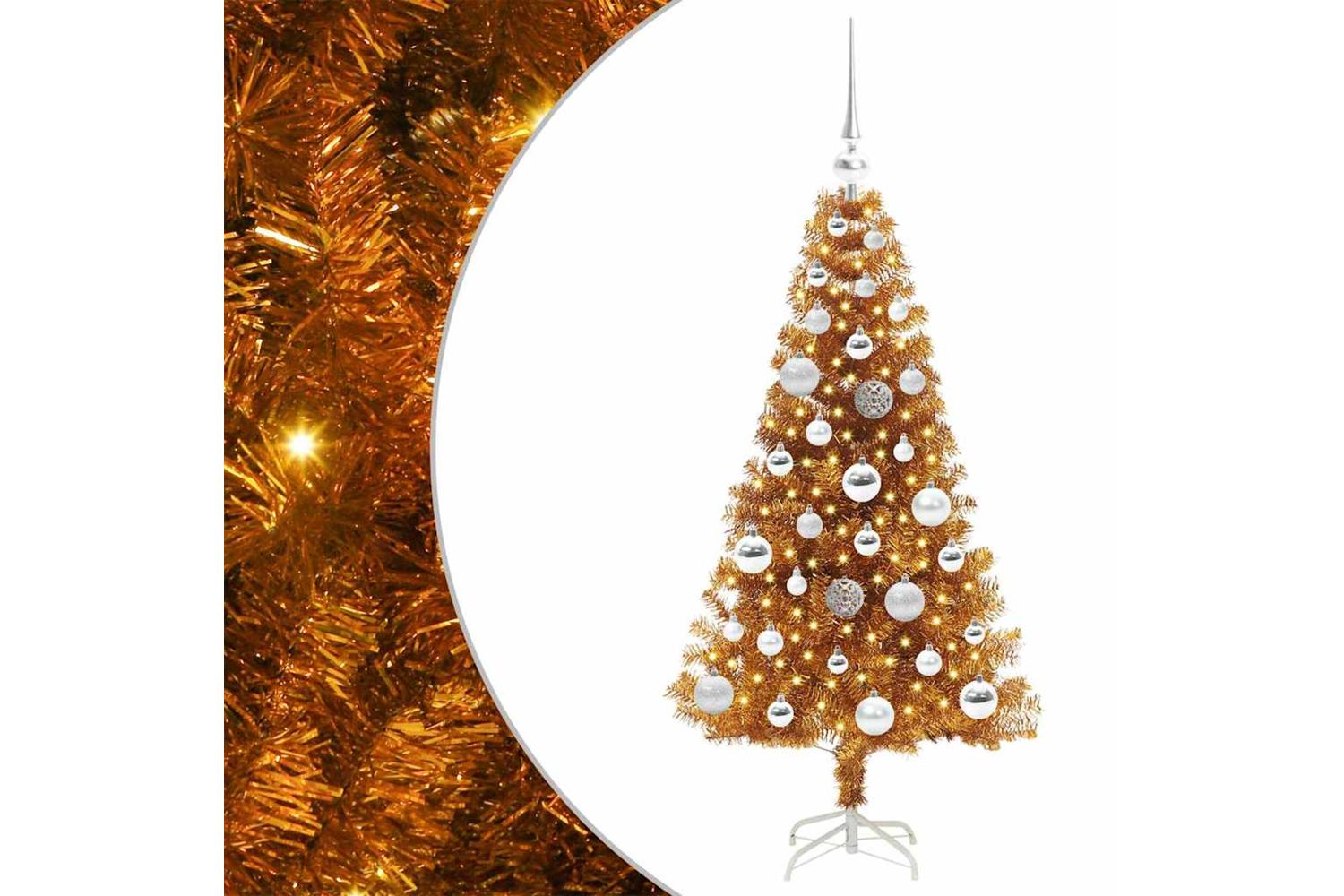Vidaxl Christmas Tree With 150 Leds With Stand Gold 120 Cm Pet