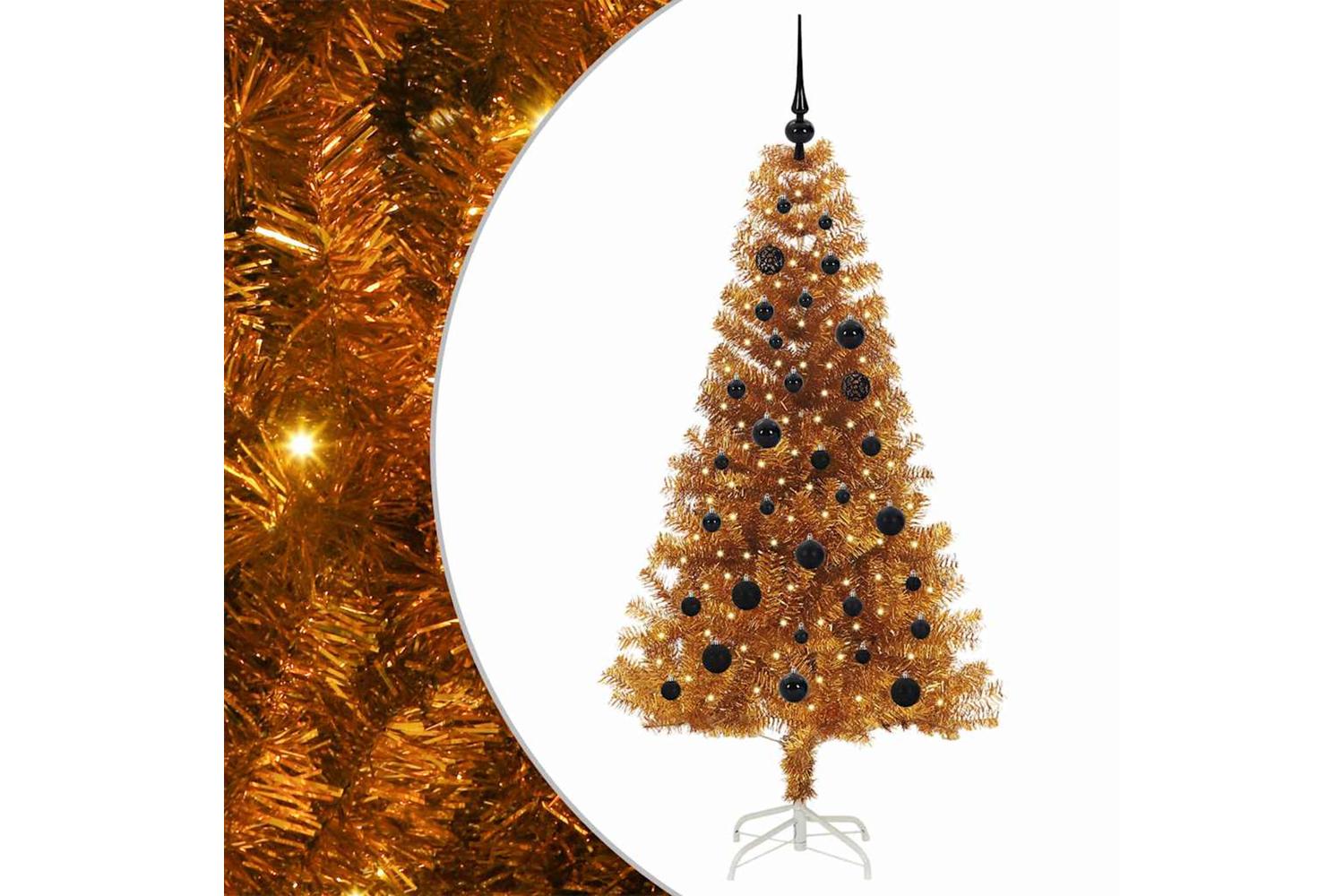 Vidaxl Christmas Tree With 150 Leds With Stand Gold 150 Cm Pet