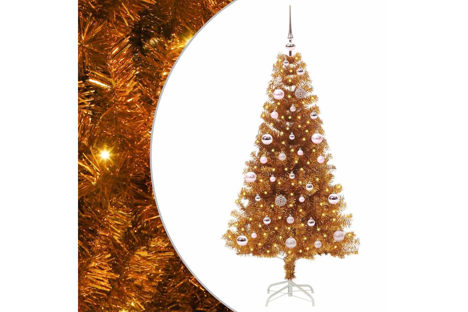Vidaxl Christmas Tree With 150 Leds With Stand Gold 150 Cm Pet