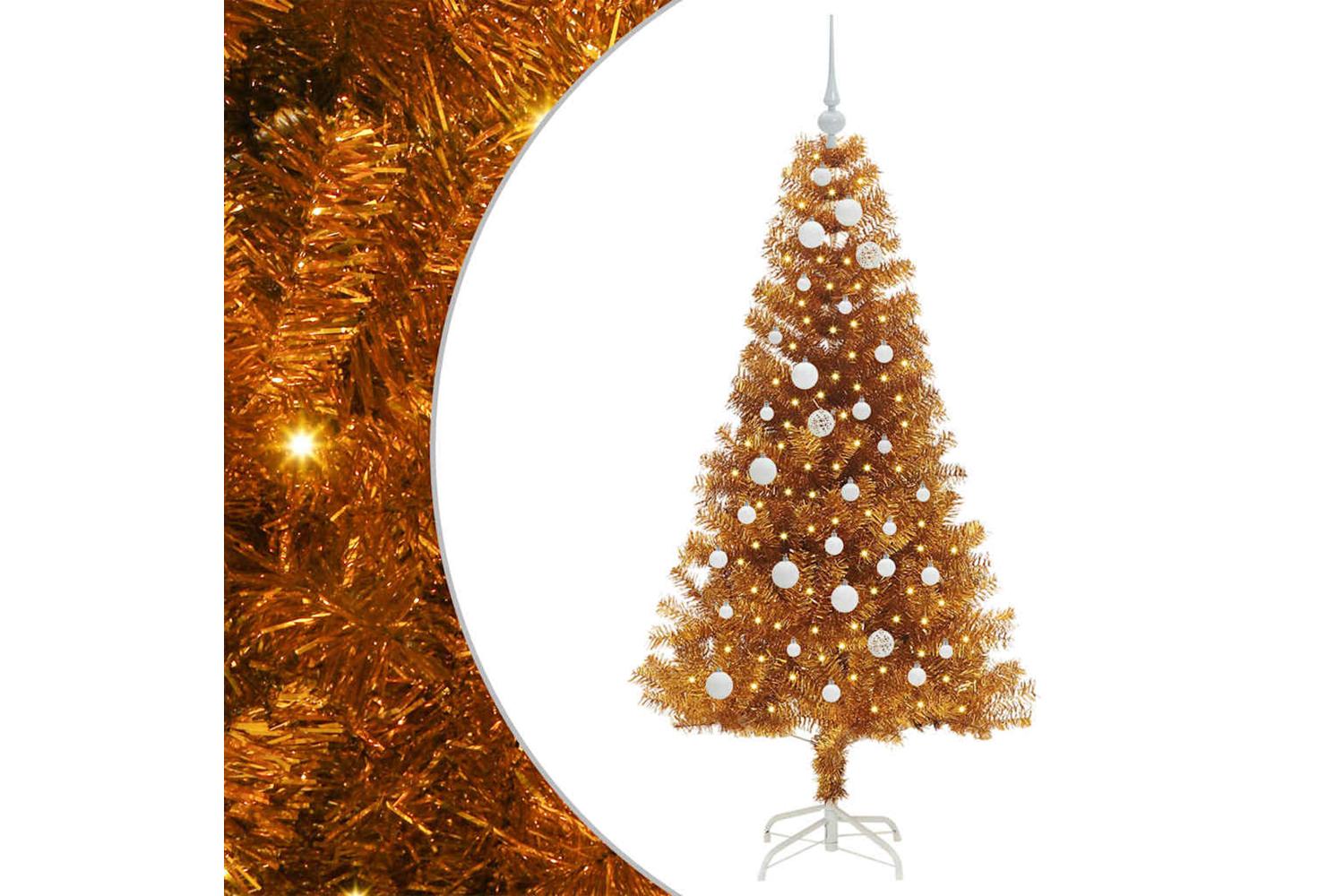 Vidaxl Christmas Tree With 150 Leds With Stand Gold 150 Cm Pet