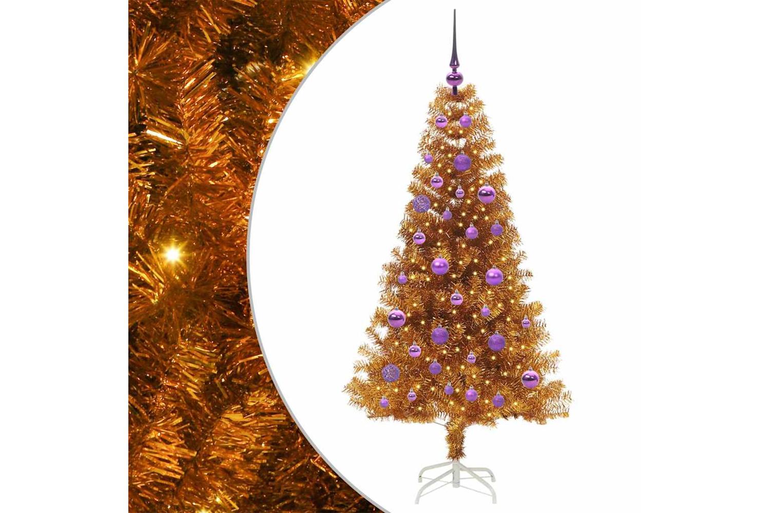 Vidaxl Christmas Tree With 150 Leds With Stand Gold 150 Cm Pet
