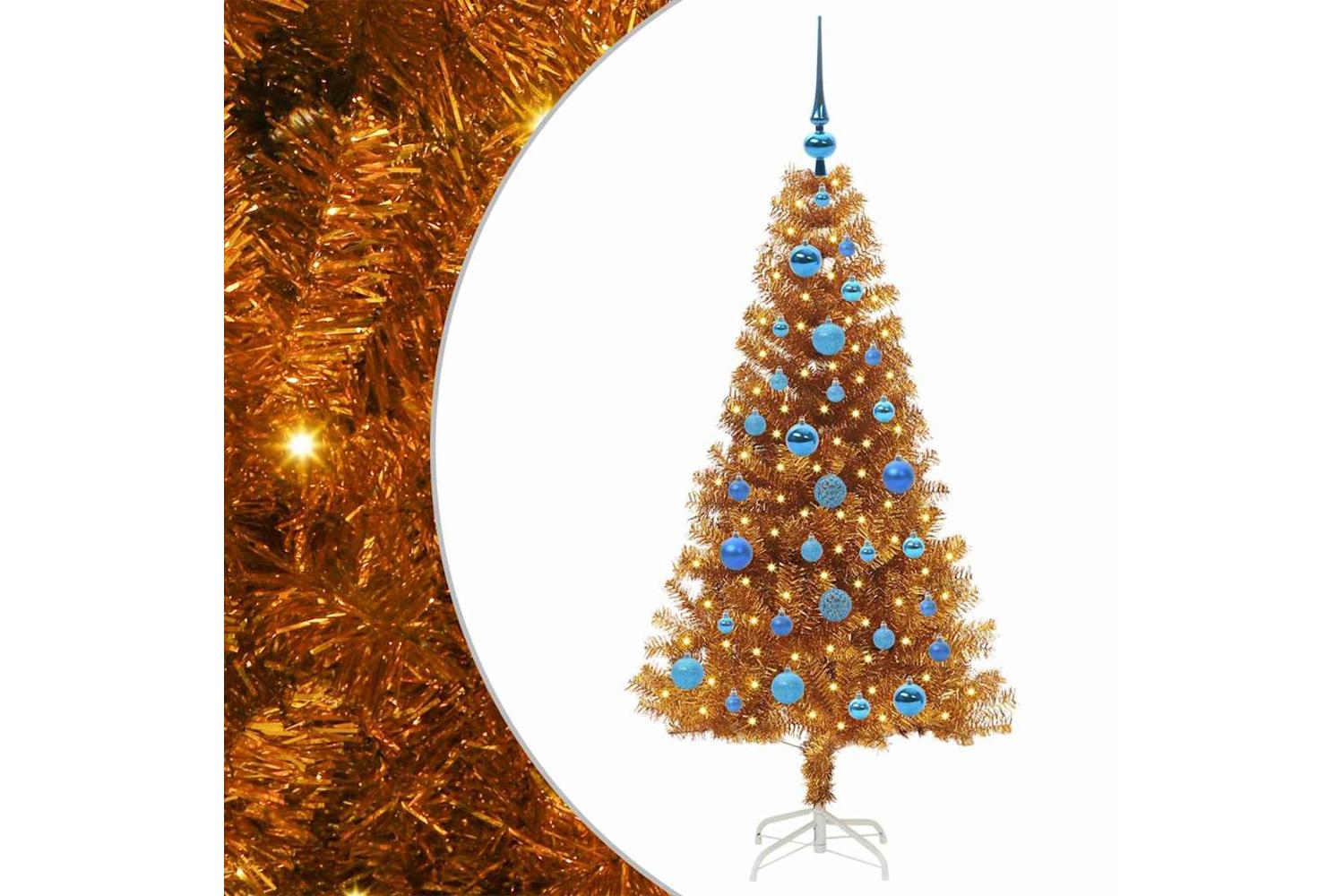 Vidaxl Christmas Tree With 150 Leds With Stand Gold 150 Cm Pet