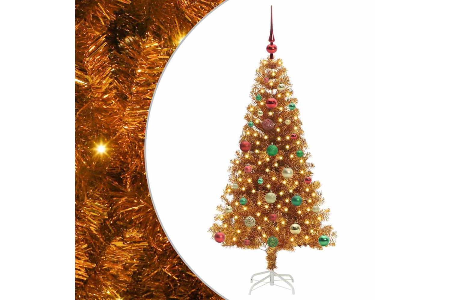 Vidaxl Christmas Tree With 150 Leds With Stand Gold 150 Cm Pet