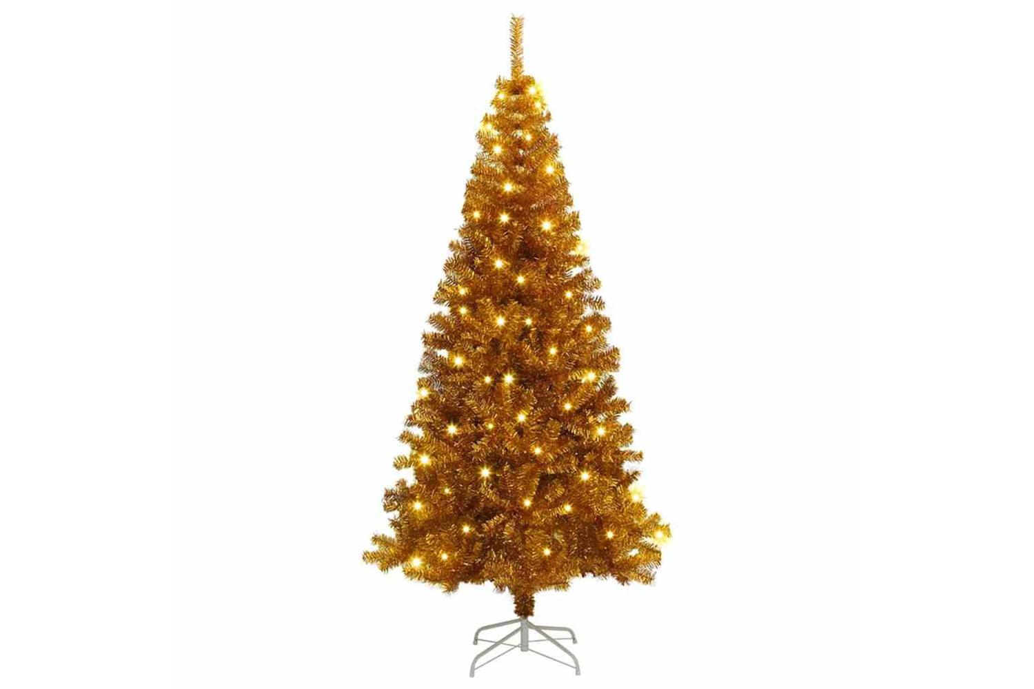 Vidaxl Christmas Tree With 300 Leds With Stand Gold 180 Cm Pet