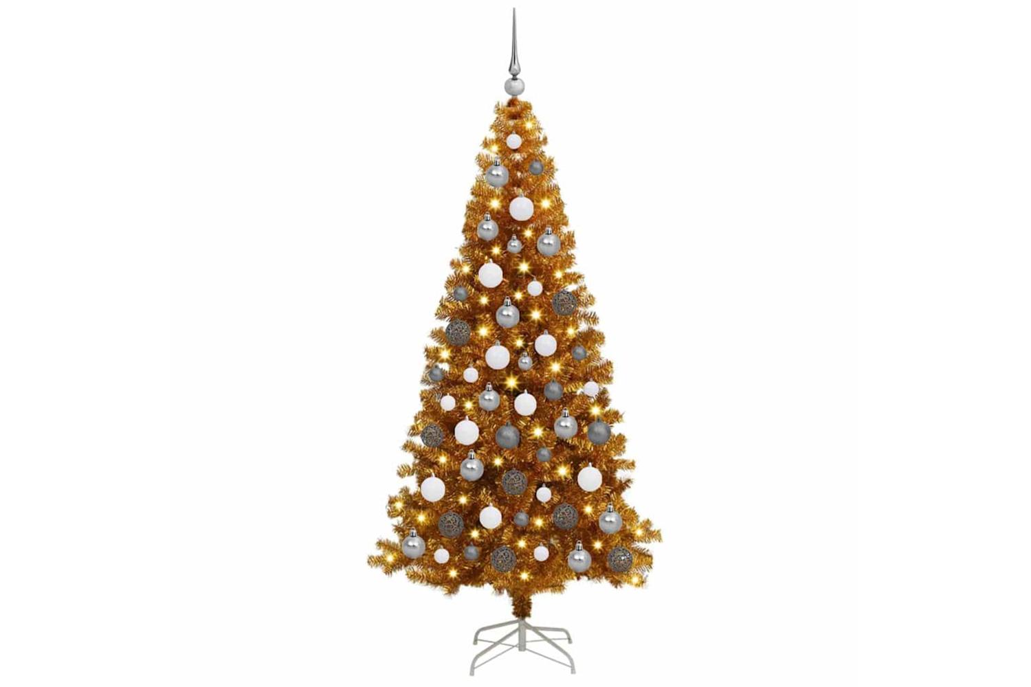 Vidaxl Christmas Tree With 300 Leds With Stand Gold 180 Cm Pet