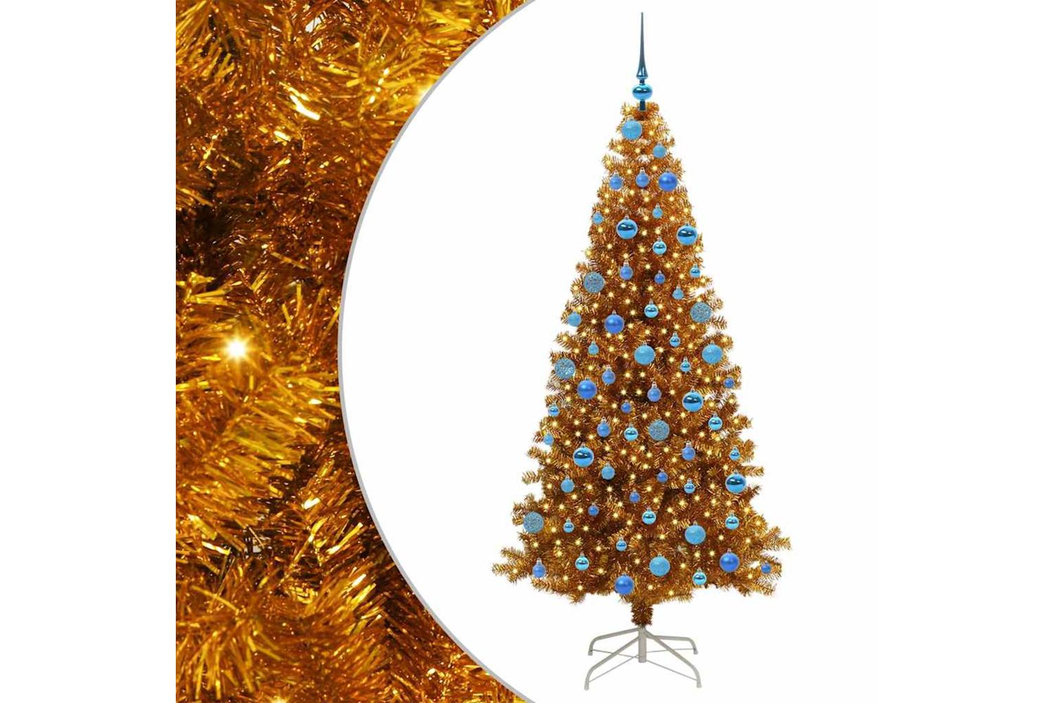 Vidaxl Christmas Tree With 300 Leds With Stand Gold 180 Cm Pet