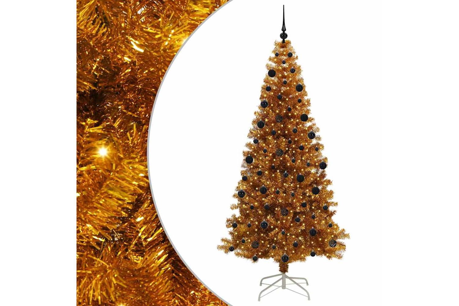 Vidaxl Christmas Tree With 300 Leds With Stand Gold 210 Cm Pet