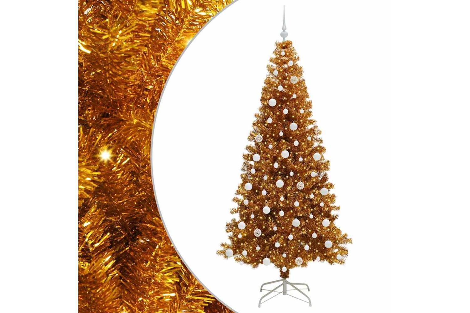 Vidaxl Christmas Tree With 300 Leds With Stand Gold 210 Cm Pet