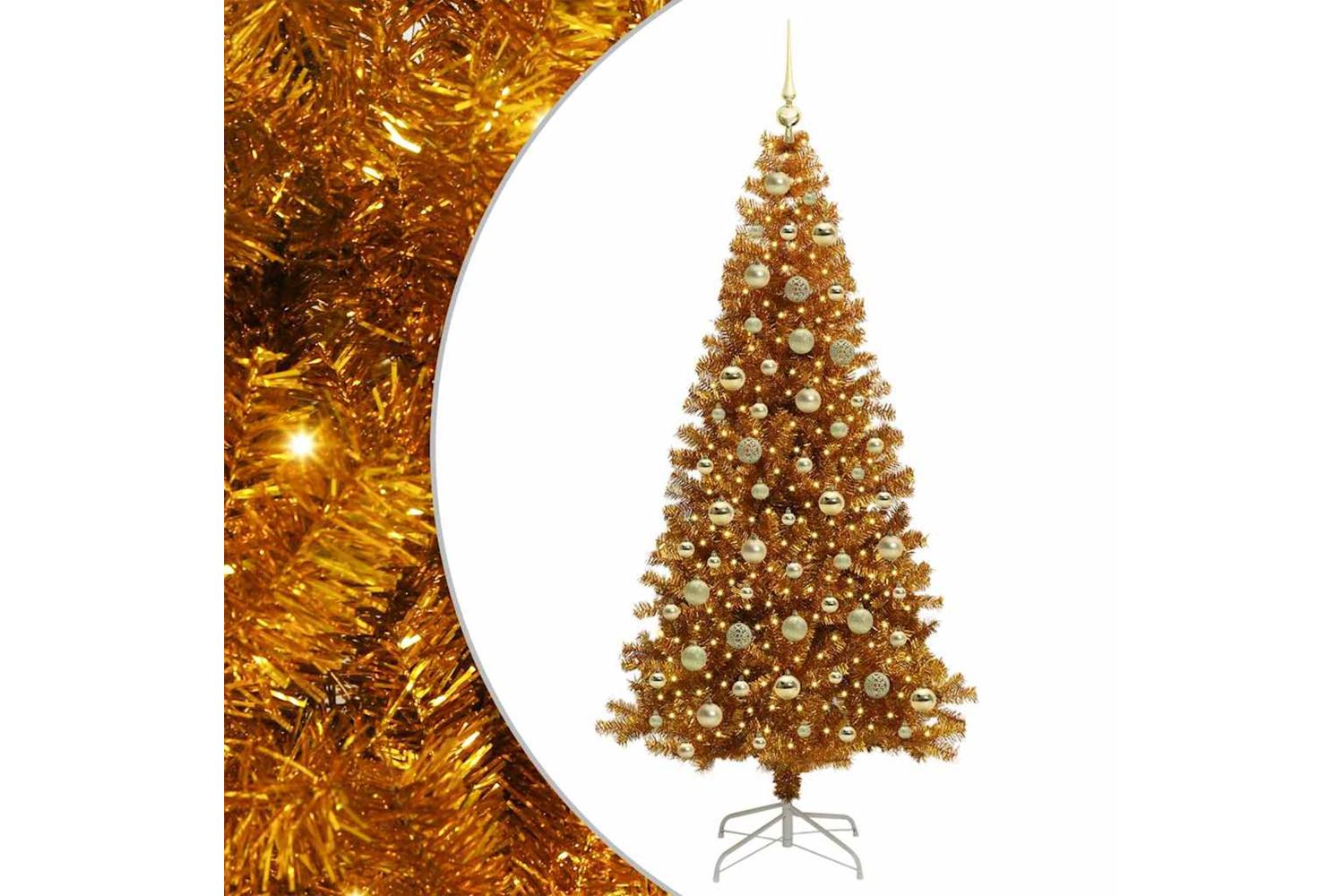 Vidaxl Christmas Tree With 300 Leds With Stand Gold 210 Cm Pet