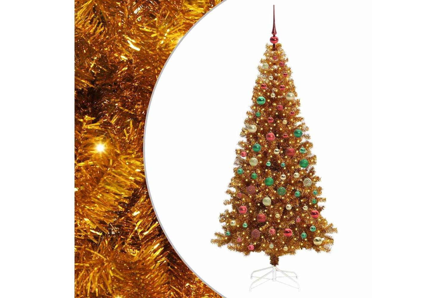 Vidaxl Christmas Tree With 300 Leds With Stand Gold 210 Cm Pet