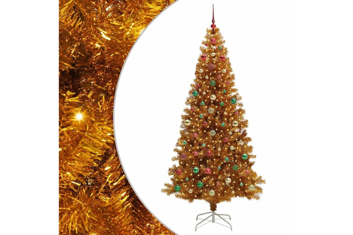 Vidaxl Christmas Tree With 300 Leds With Stand Gold 240 Cm Pet