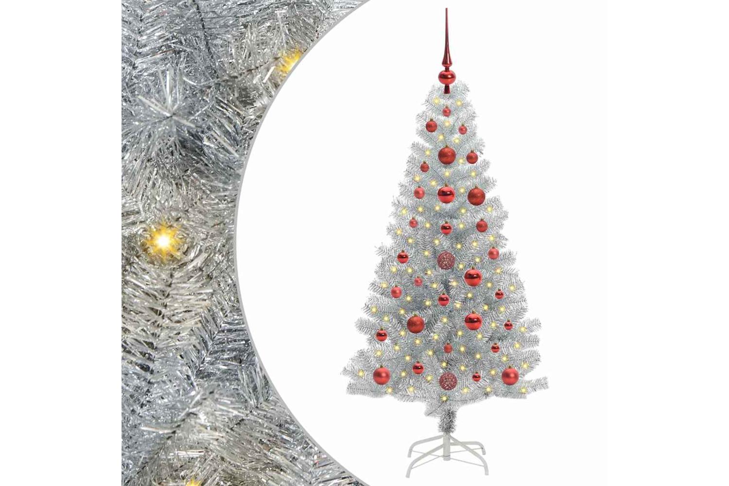 Vidaxl Christmas Tree With 150 Leds With Stand Silver 120 Cm Pet