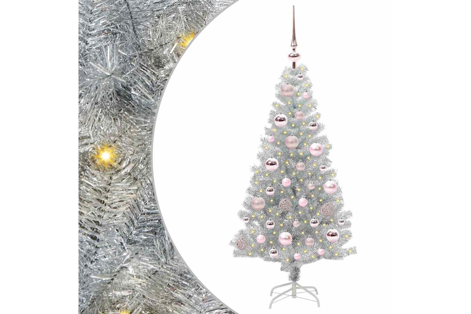 Vidaxl Christmas Tree With 150 Leds With Stand Silver 120 Cm Pet