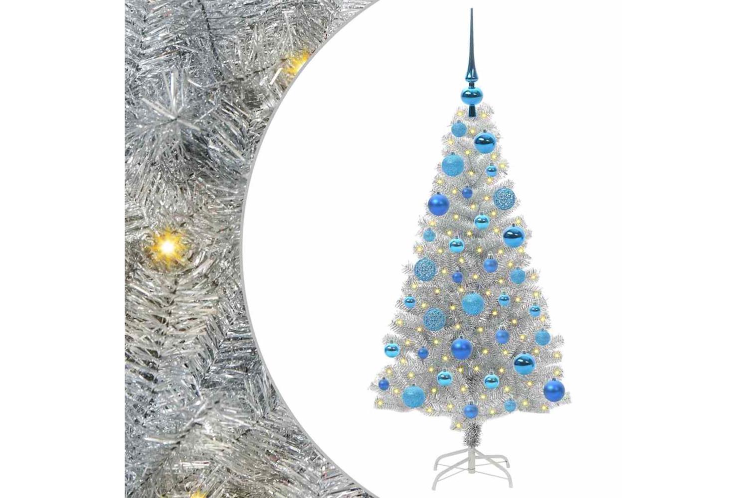 Vidaxl Christmas Tree With 150 Leds With Stand Silver 120 Cm Pet