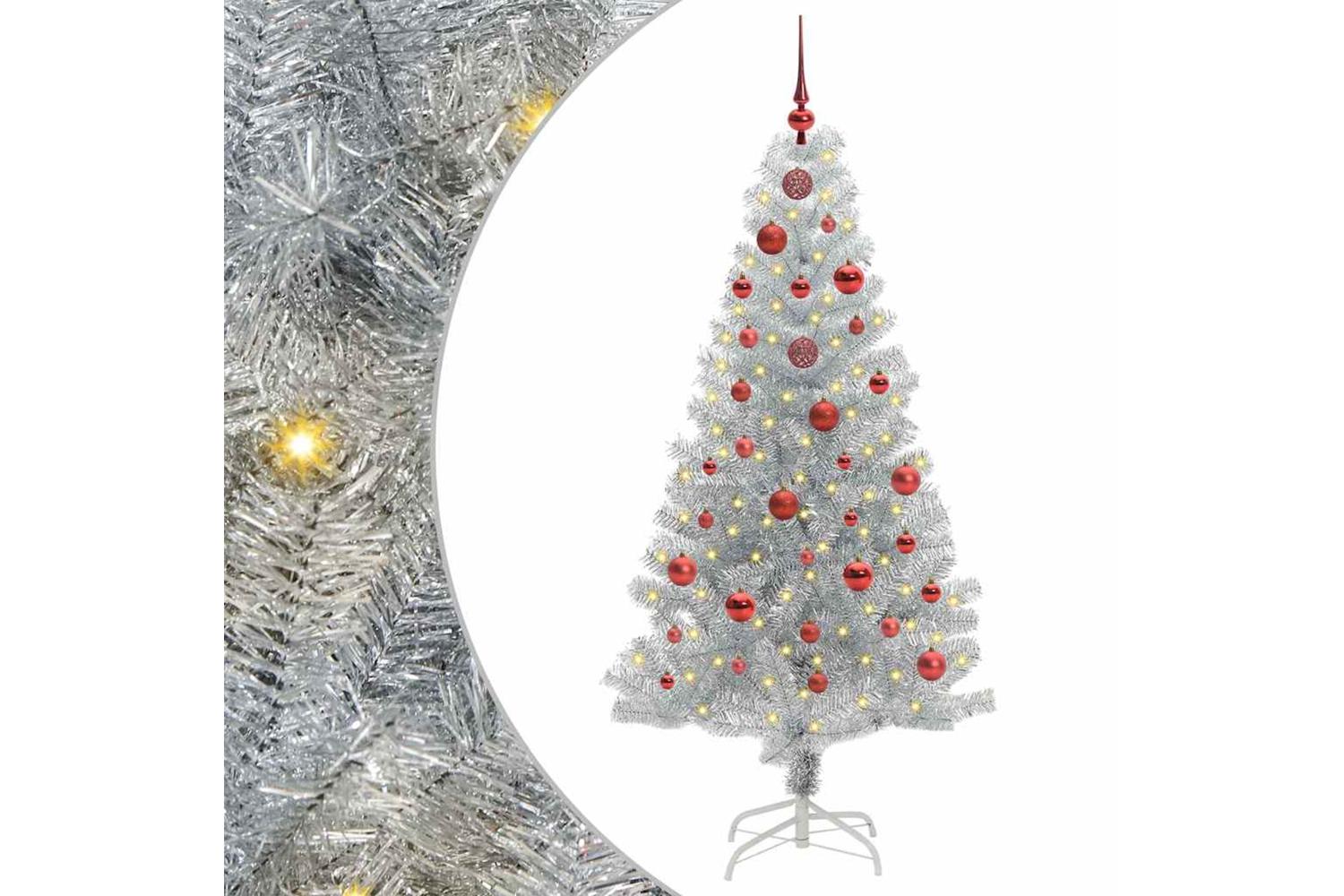 Vidaxl Christmas Tree With 150 Leds With Stand Silver 150 Cm Pet