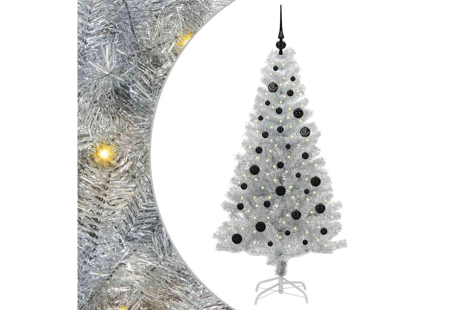 Vidaxl Christmas Tree With 150 Leds With Stand Silver 150 Cm Pet