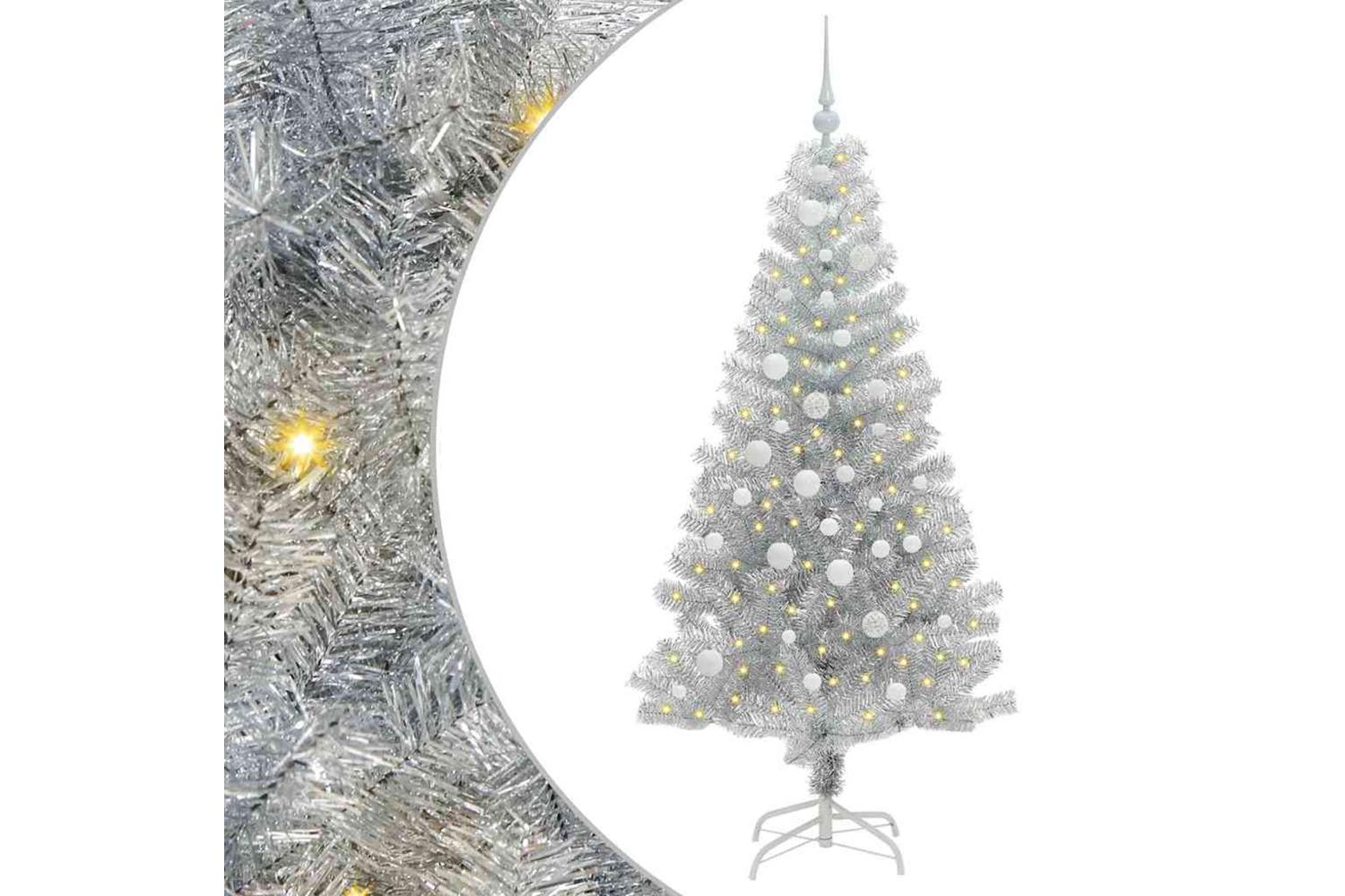 Vidaxl Christmas Tree With 150 Leds With Stand Silver 150 Cm Pet