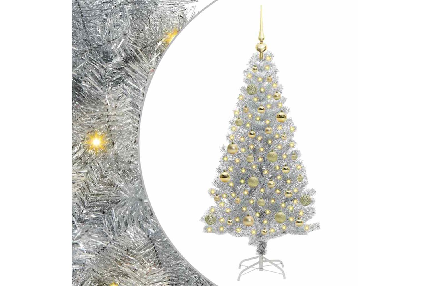 Vidaxl Christmas Tree With 150 Leds With Stand Silver 150 Cm Pet