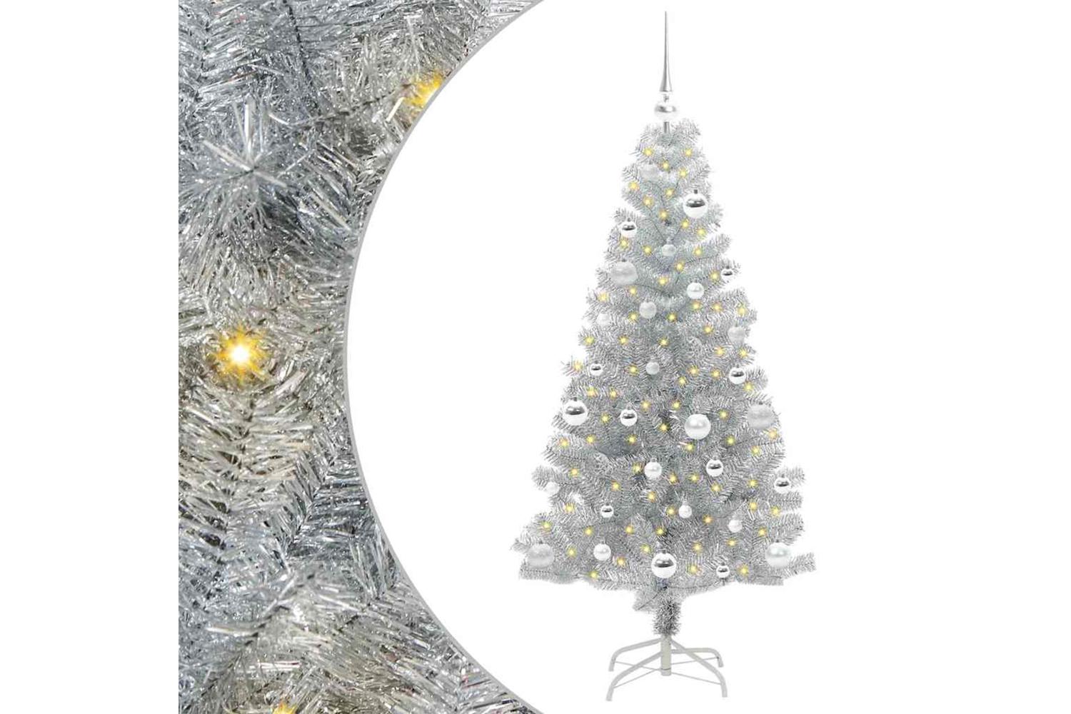 Vidaxl Christmas Tree With 150 Leds With Stand Silver 150 Cm Pet