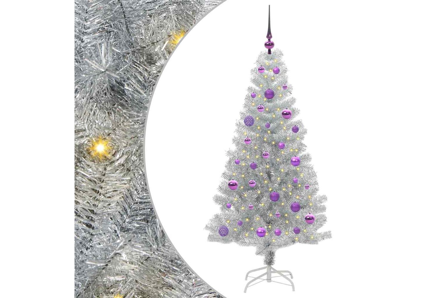Vidaxl Christmas Tree With 150 Leds With Stand Silver 150 Cm Pet