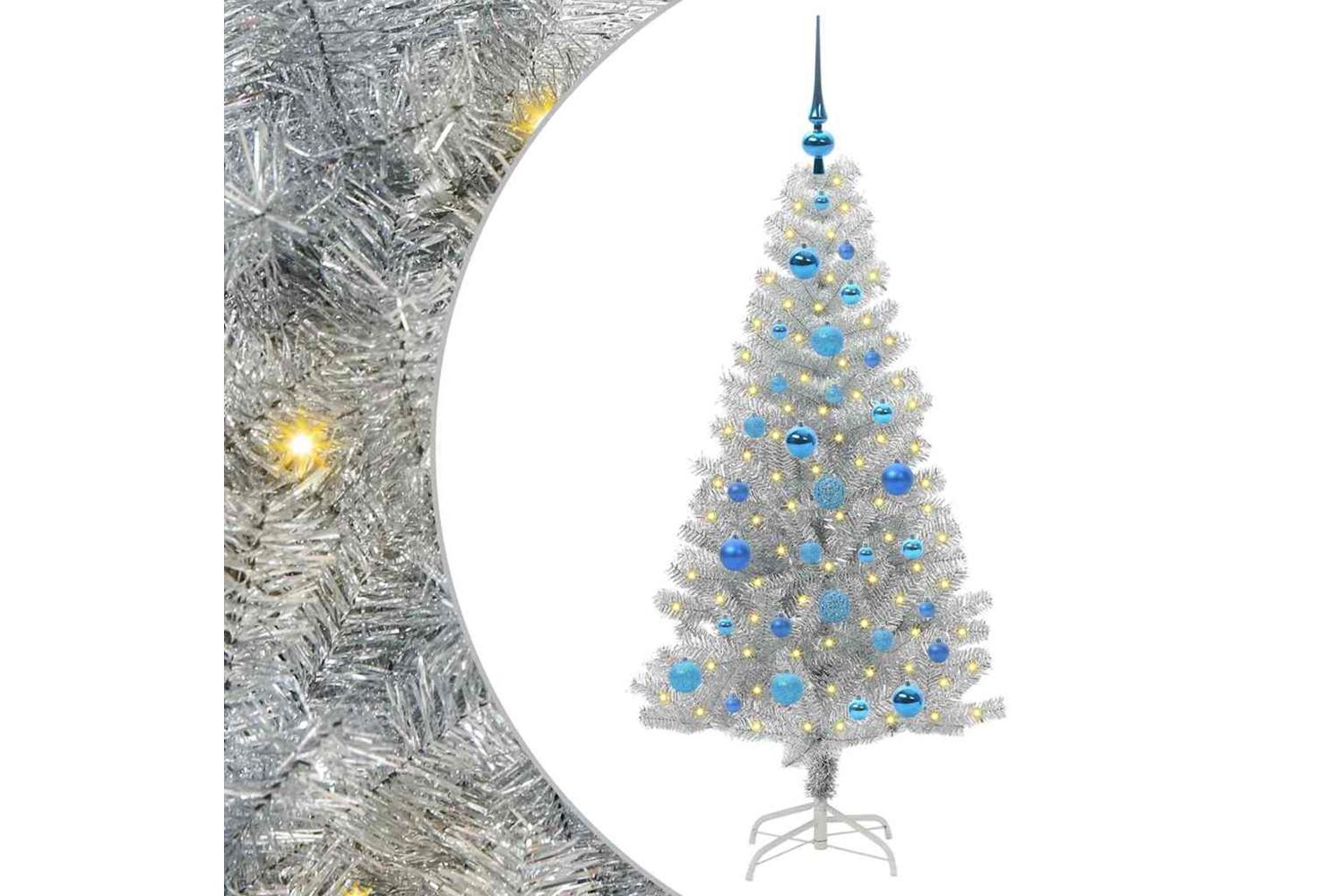Vidaxl Christmas Tree With 150 Leds With Stand Silver 150 Cm Pet