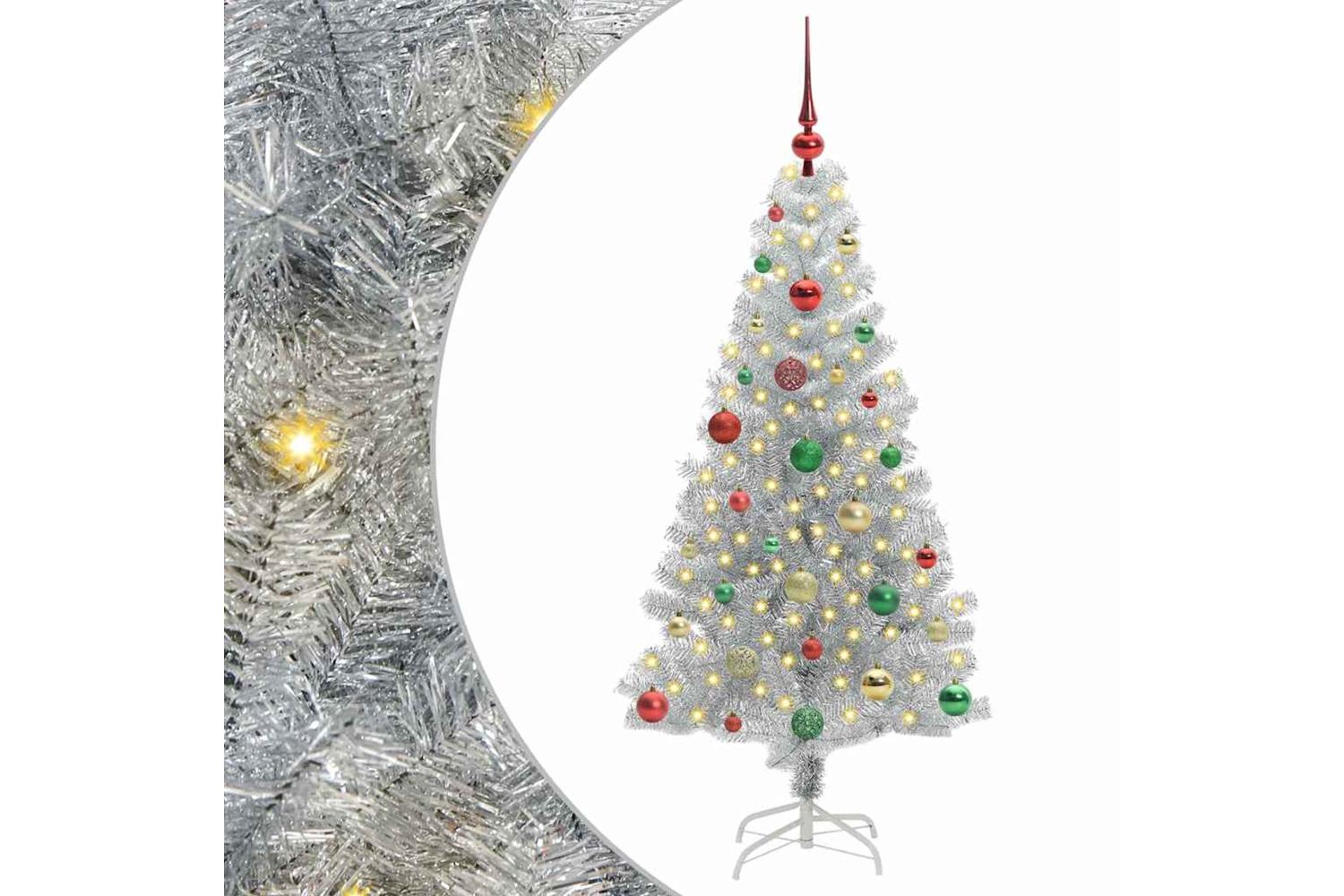 Vidaxl Christmas Tree With 150 Leds With Stand Silver 150 Cm Pet