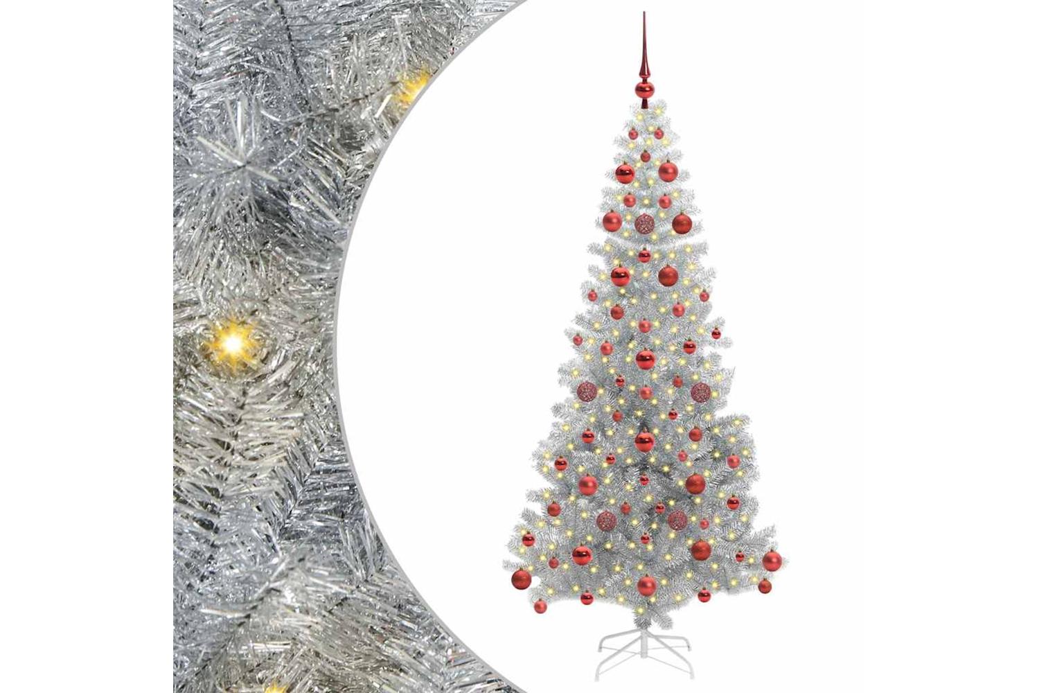 Vidaxl Christmas Tree With 300 Leds With Stand Silver 180 Cm Pet
