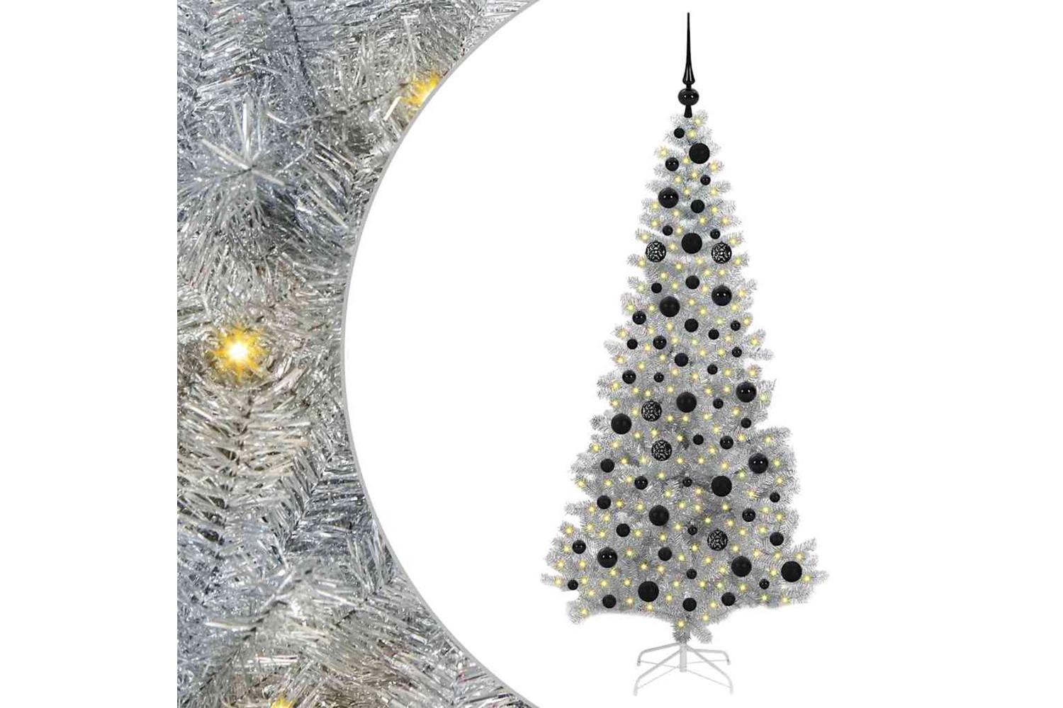 Vidaxl Christmas Tree With 300 Leds With Stand Silver 180 Cm Pet