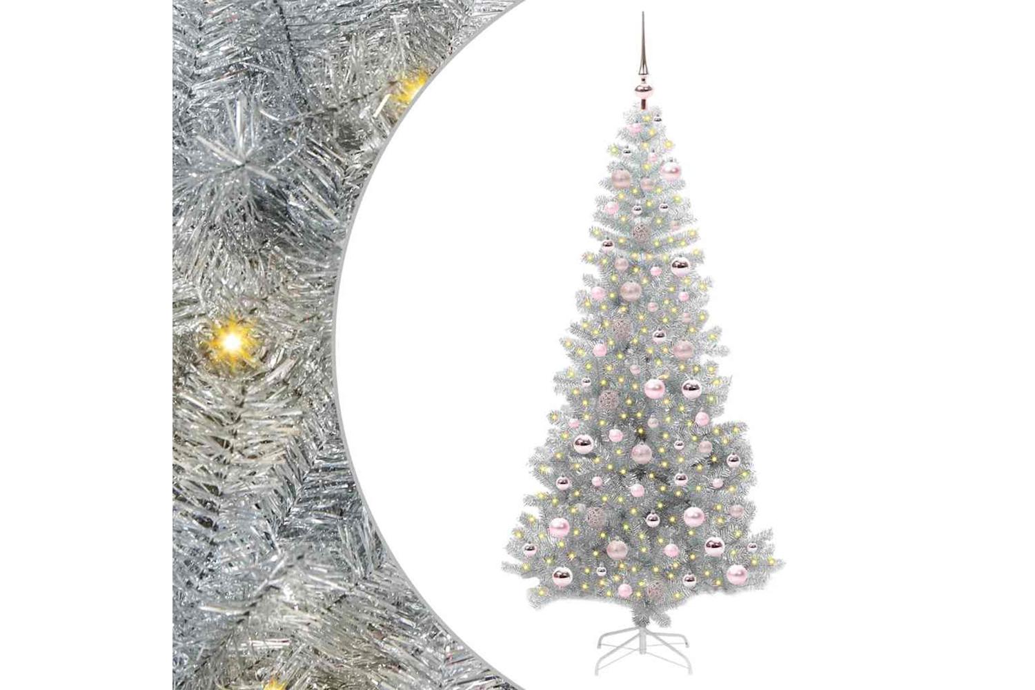 Vidaxl Christmas Tree With 300 Leds With Stand Silver 180 Cm Pet