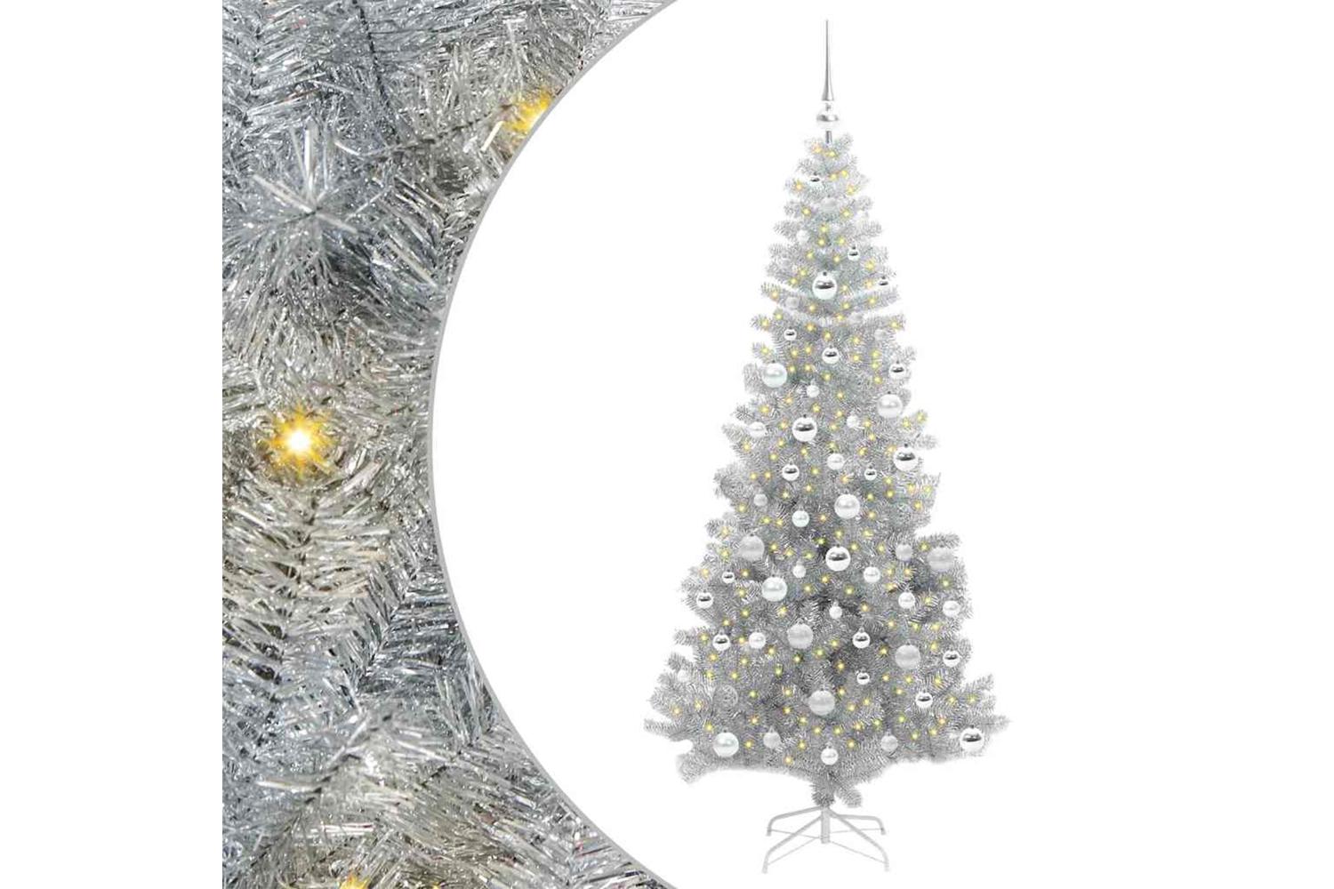 Vidaxl Christmas Tree With 300 Leds With Stand Silver 180 Cm Pet