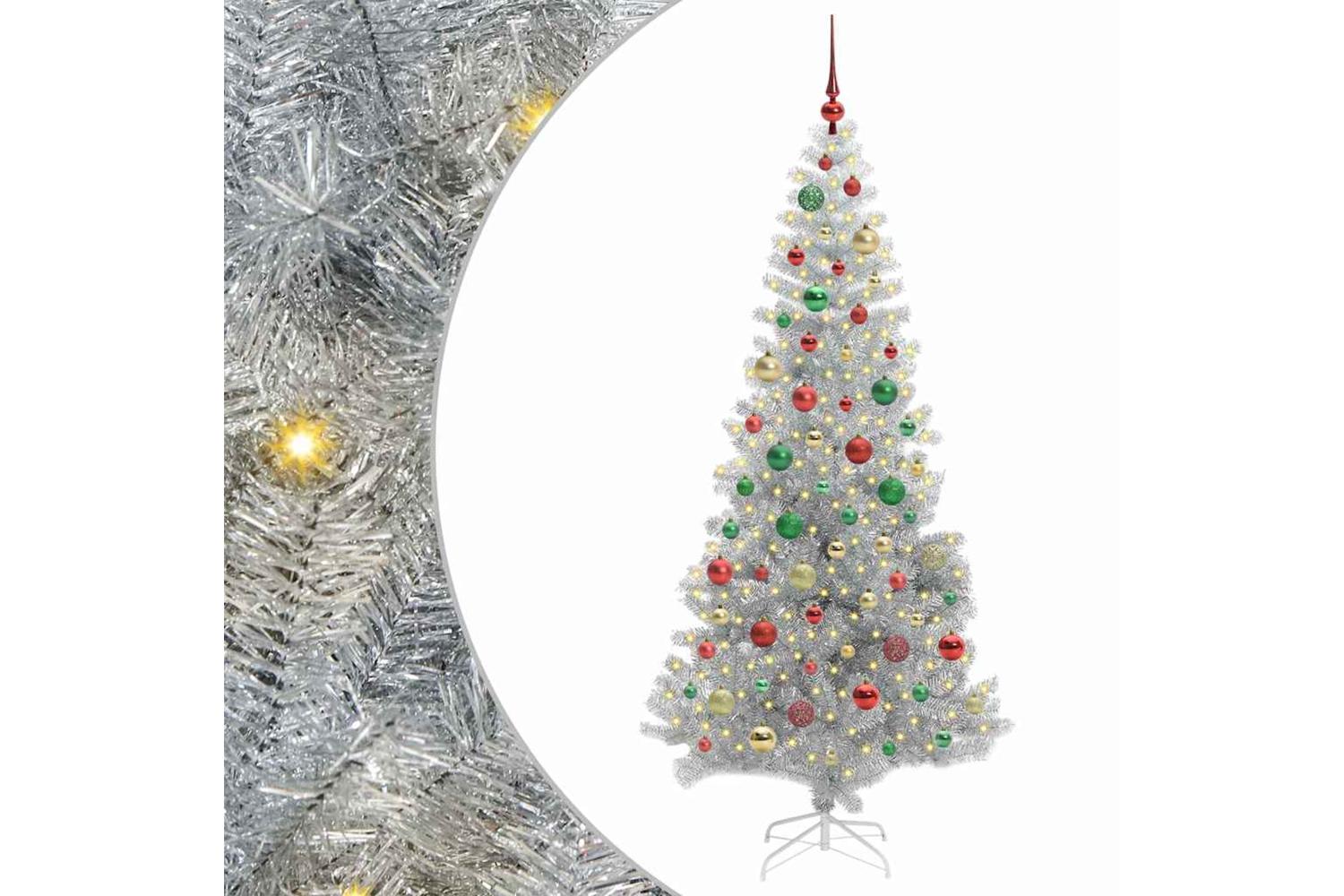 Vidaxl Christmas Tree With 300 Leds With Stand Silver 180 Cm Pet