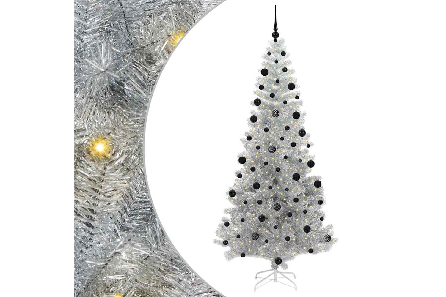 Vidaxl Christmas Tree With 300 Leds With Stand Silver 210 Cm Pet