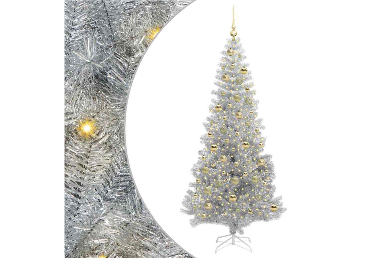 Vidaxl Christmas Tree With 300 Leds With Stand Silver 210 Cm Pet