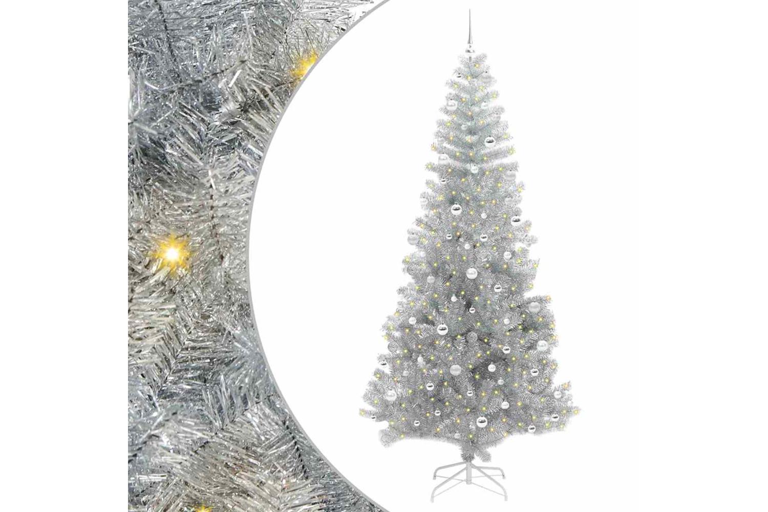 Vidaxl Christmas Tree With 300 Leds With Stand Silver 240 Cm Pet