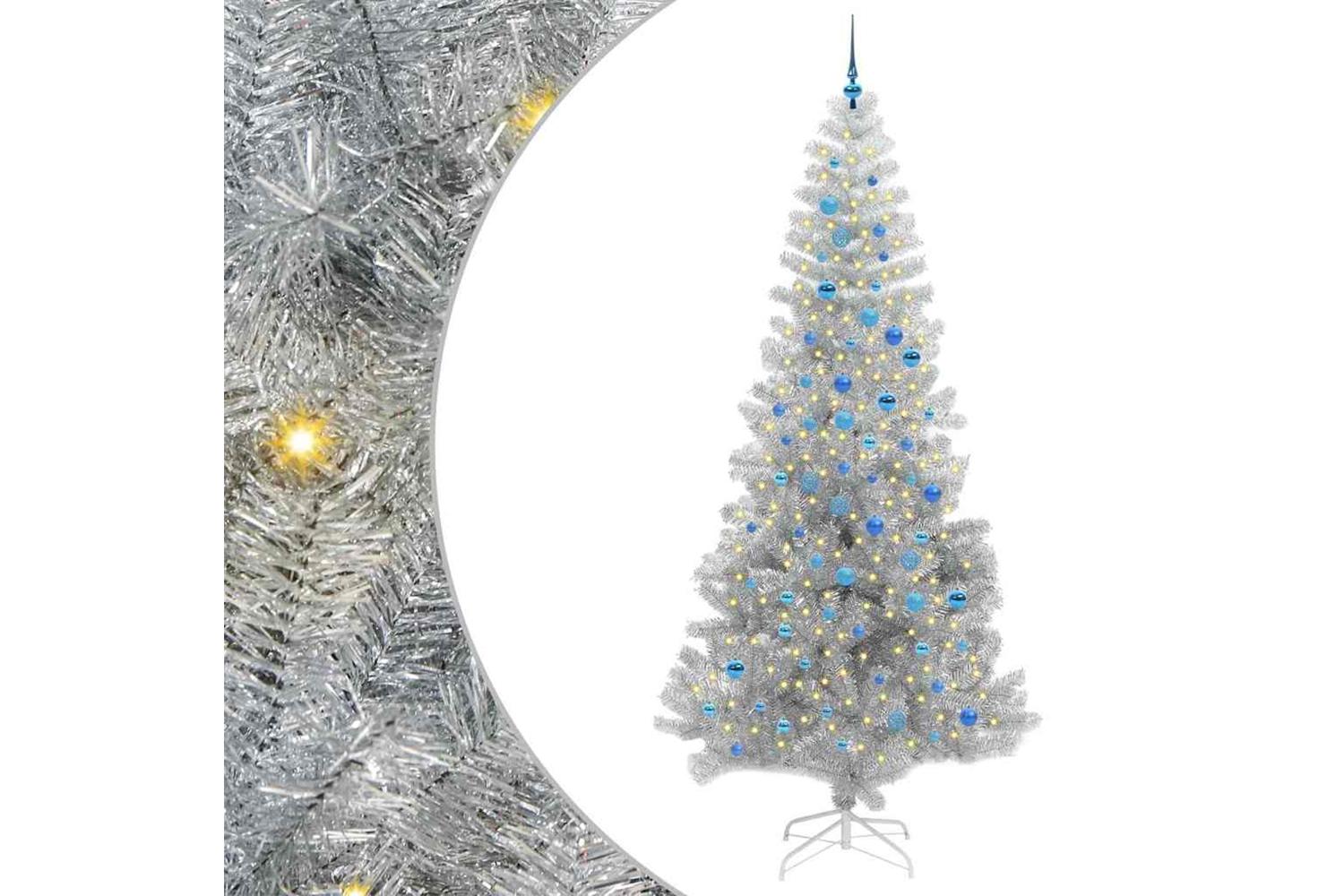 Vidaxl Christmas Tree With 300 Leds With Stand Silver 240 Cm Pet