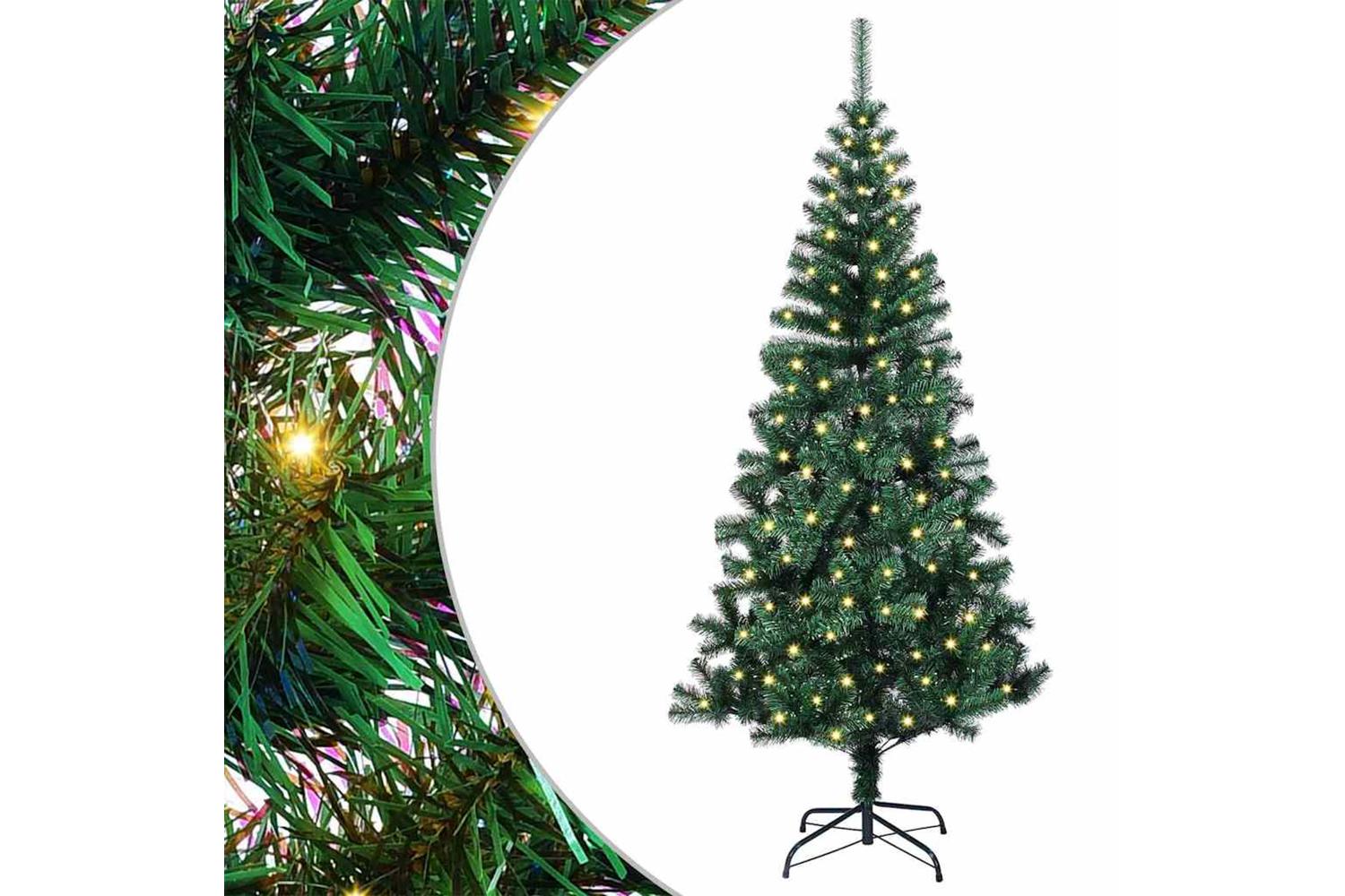 Vidaxl Artificial Pre-lit Christmas Tree Green 150 Cm Pvc And Metal