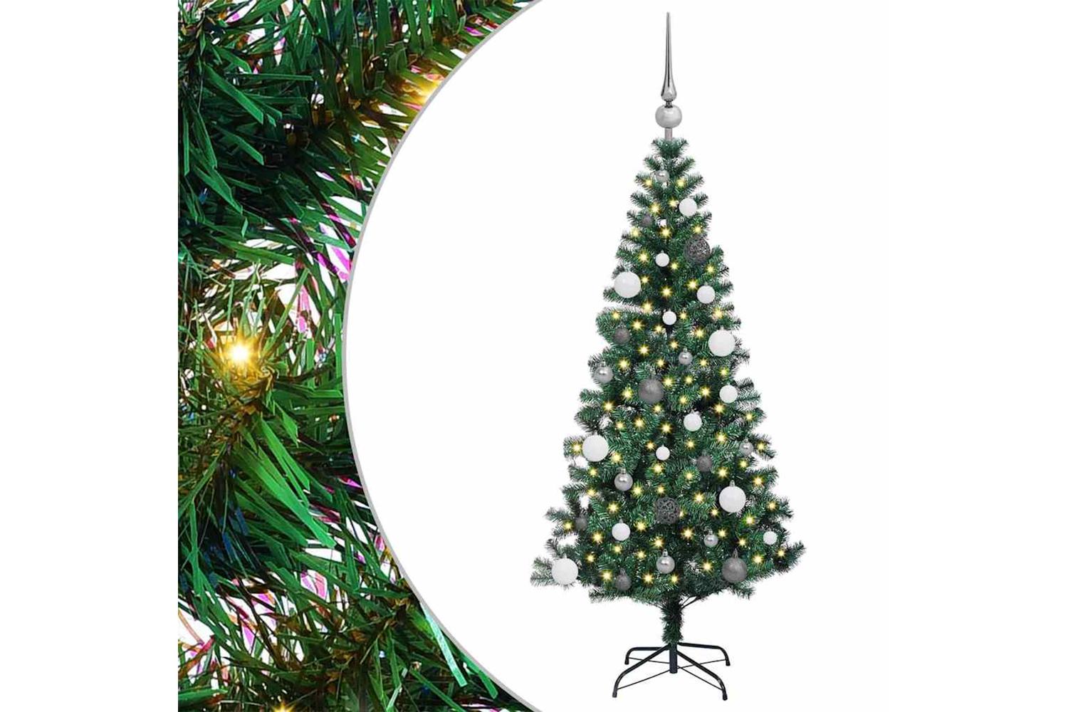 Vidaxl Artificial Pre-lit Christmas Tree Green 150 Cm Pvc And Metal