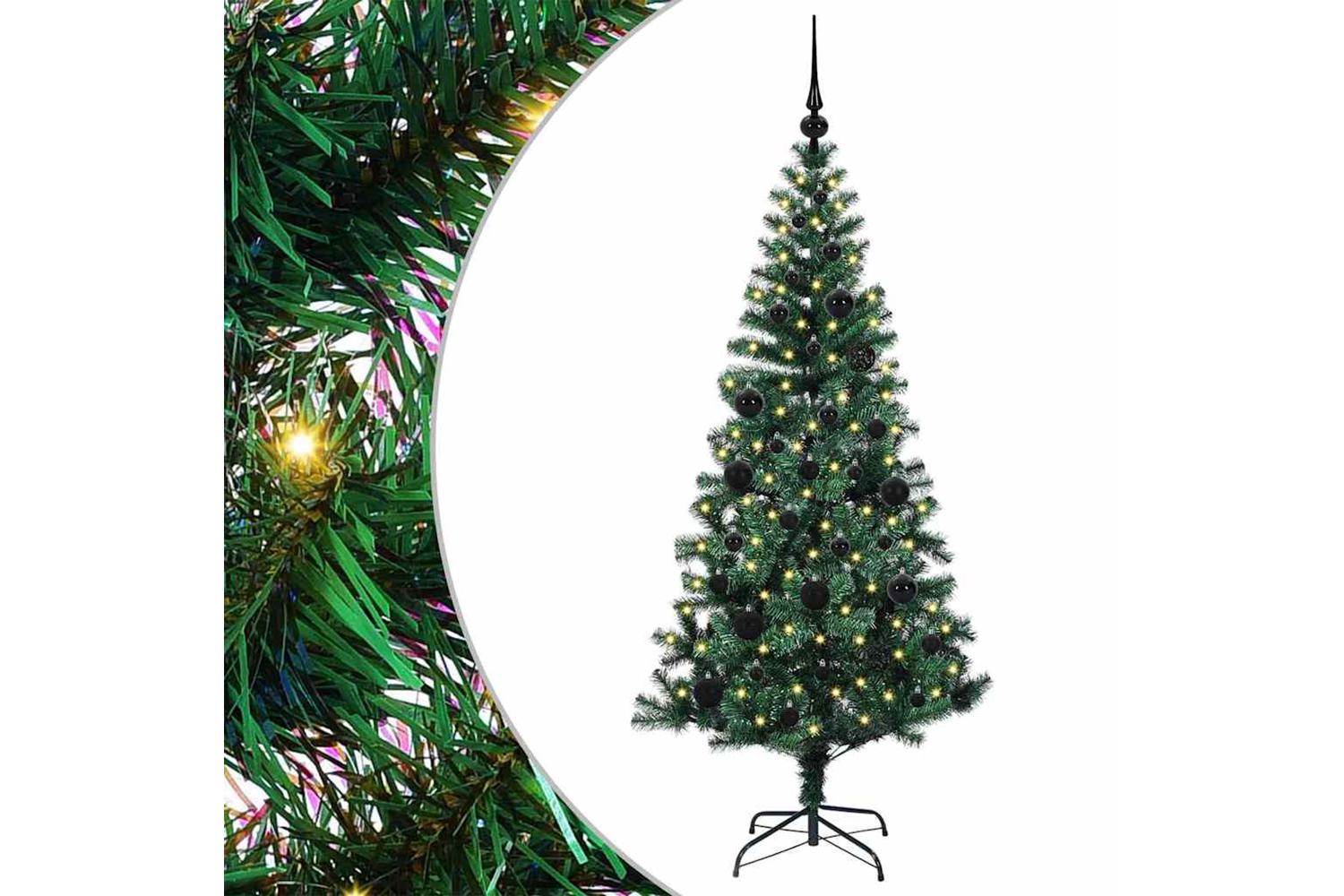 Vidaxl Artificial Pre-lit Christmas Tree Green 150 Cm Pvc And Metal