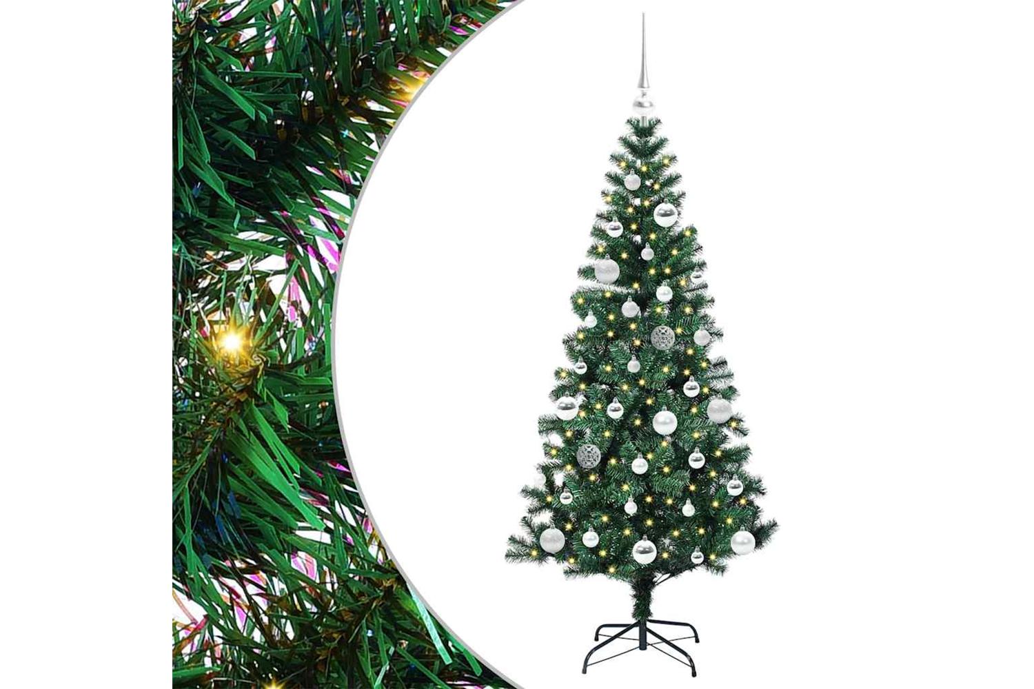 Vidaxl Artificial Pre-lit Christmas Tree Green 150 Cm Pvc And Metal