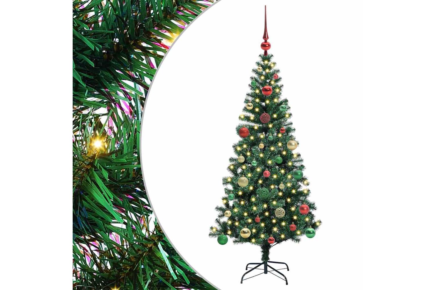 Vidaxl Artificial Pre-lit Christmas Tree Green 150 Cm Pvc And Metal