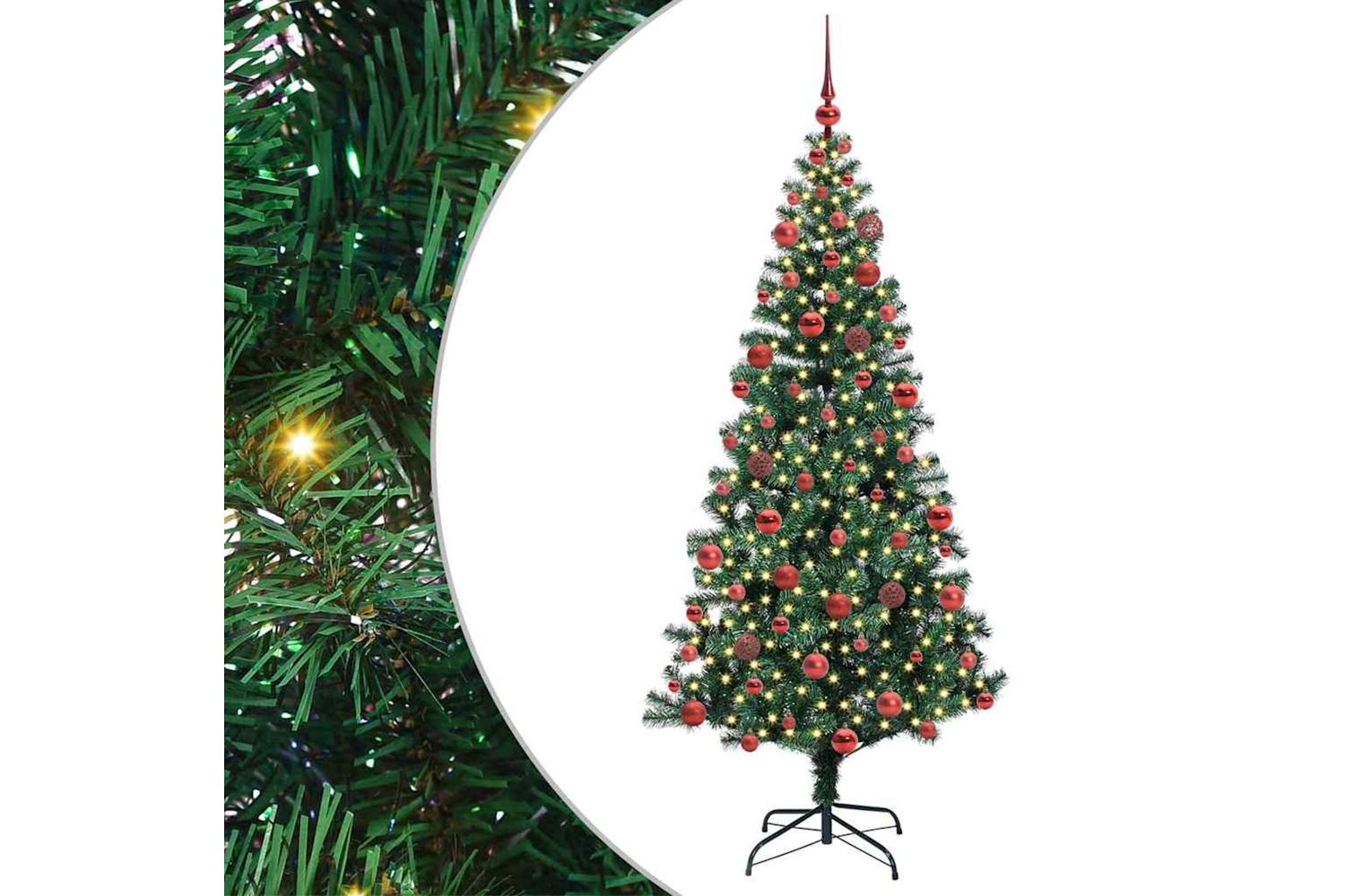 Vidaxl Artificial Pre-lit Christmas Tree Green 180 Cm Pvc And Metal